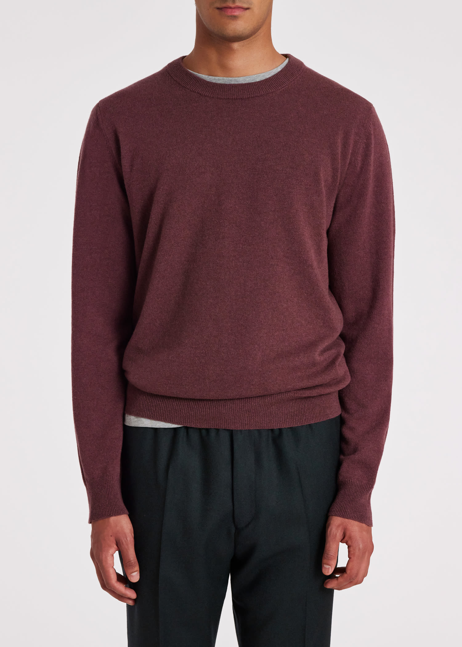 Men s Plum Cashmere Crew Neck Sweater