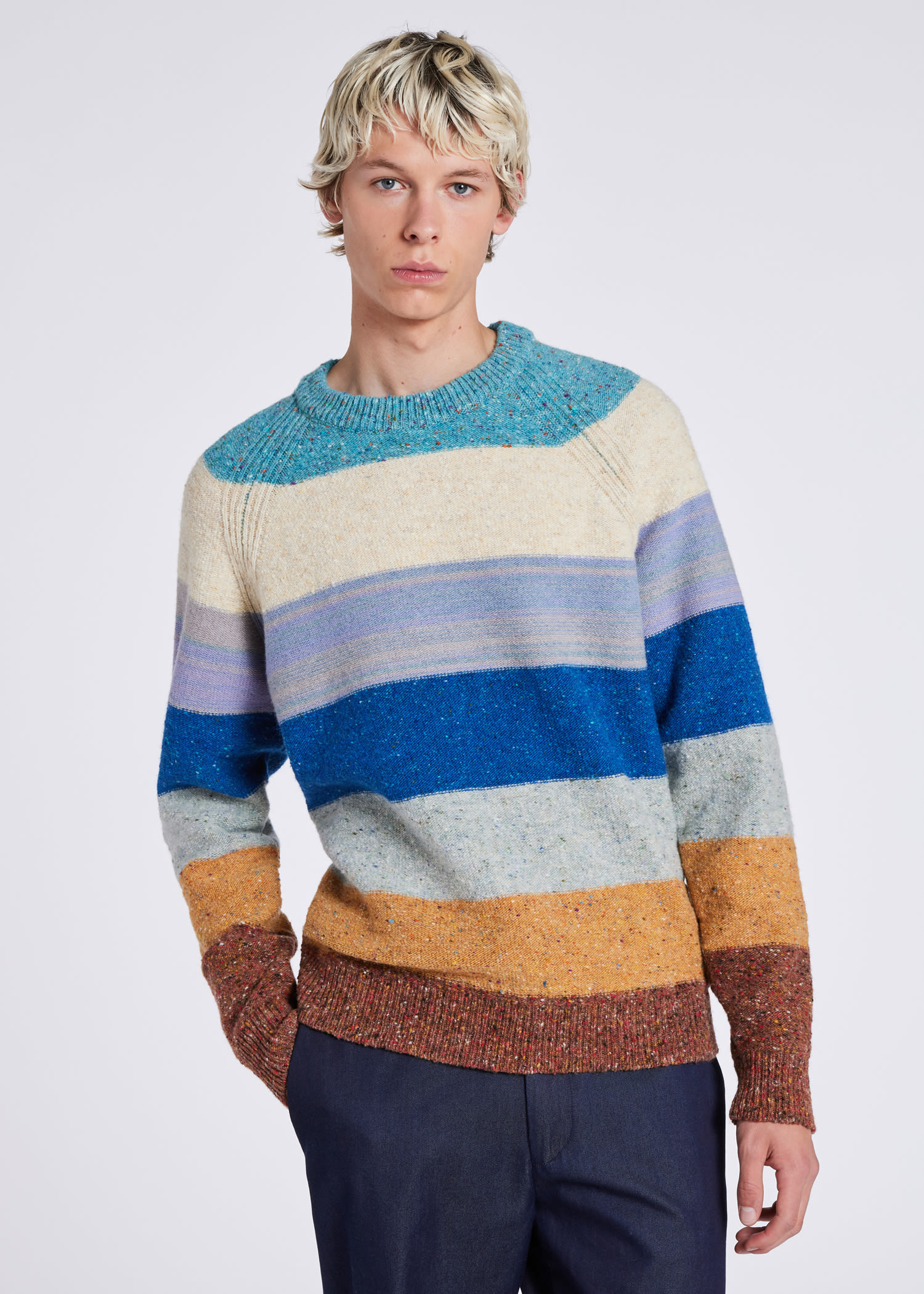 Men's Donegal Stripe Crew Neck Sweater