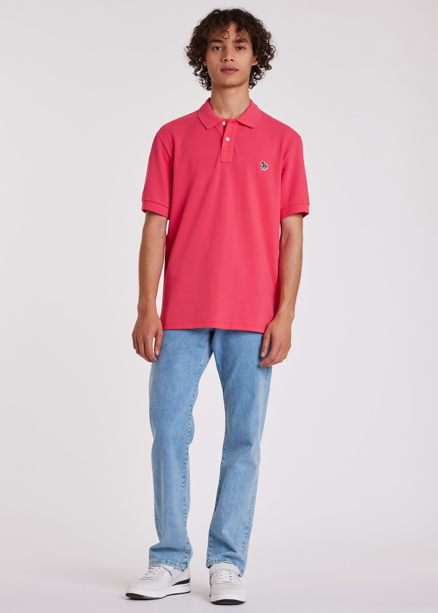 pink and red polo shirt