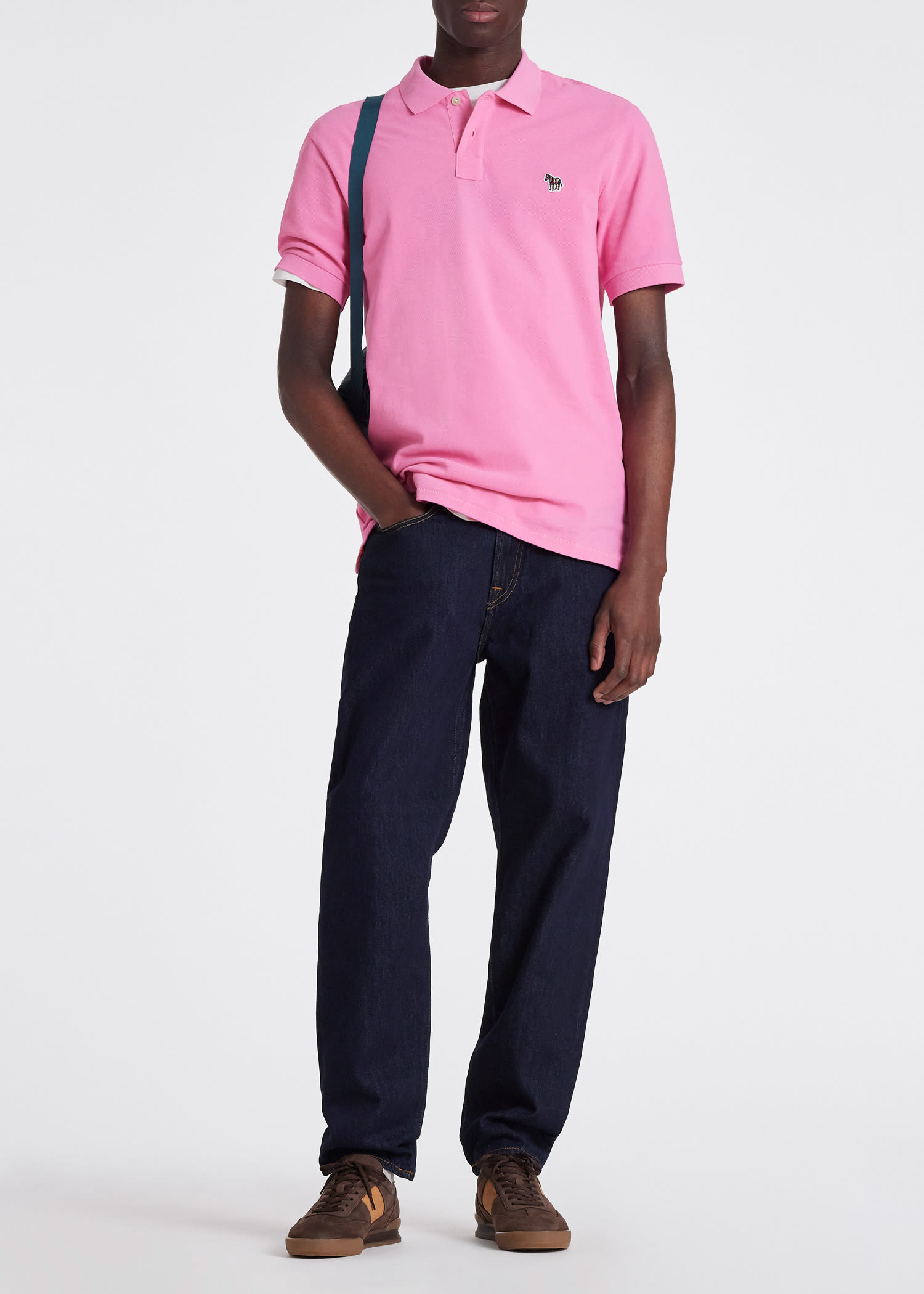 Tandheelkundig Kneden sigaret Men's Pink Cotton-Piqué Zebra Logo Polo Shirt