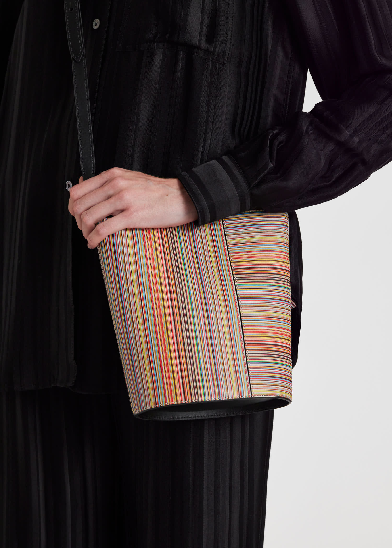 Women's Leather 'Signature Stripe' Bucket Bag