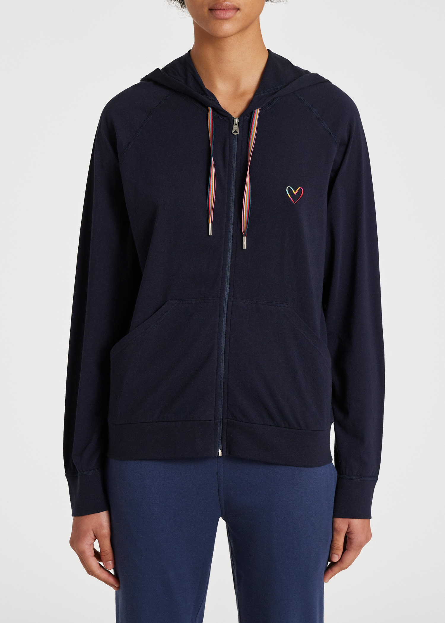 Women s Navy Swirl Heart Zip Up Hoodie