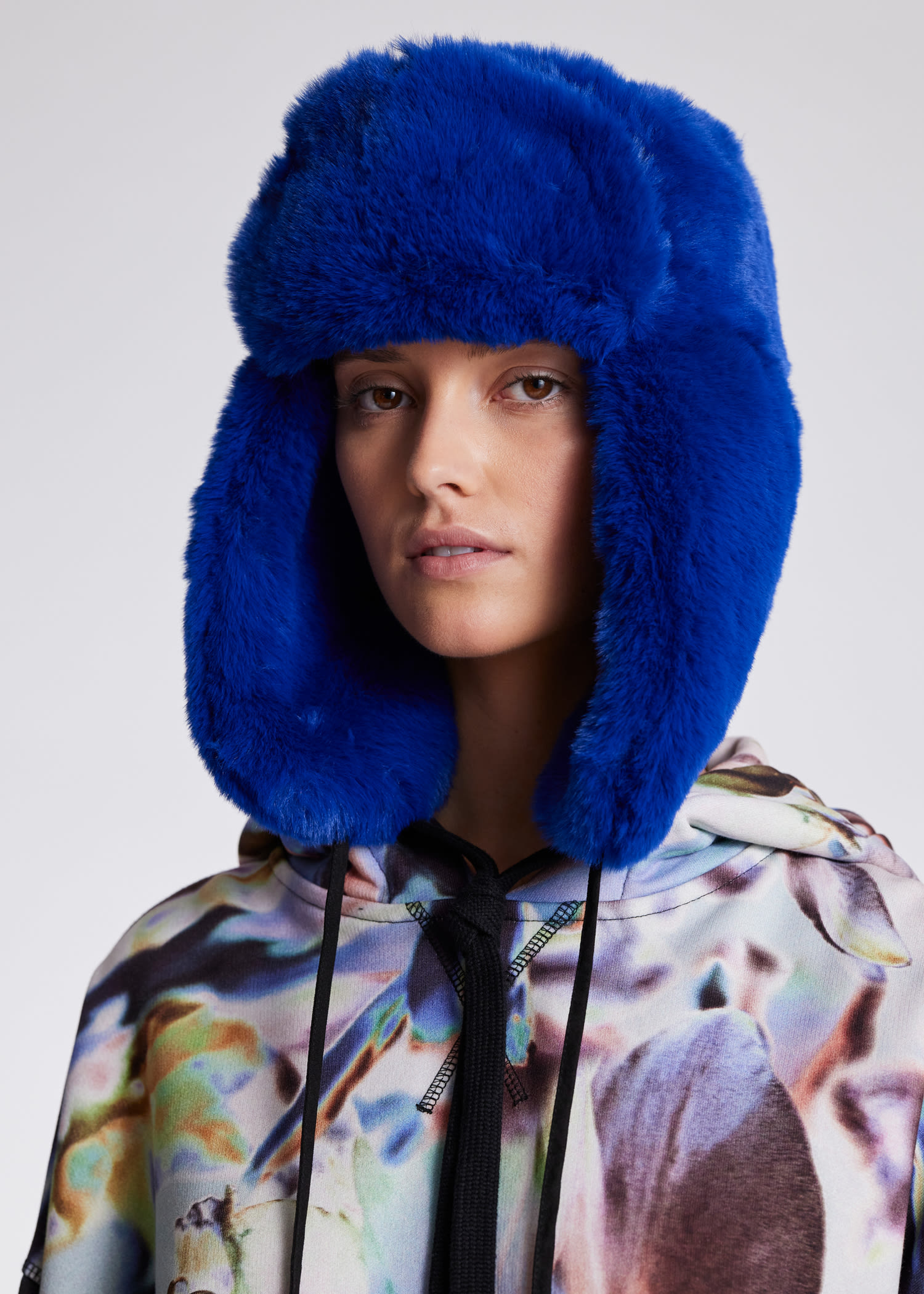 Women's Cobalt Blue Faux-Fur Trapper Hat