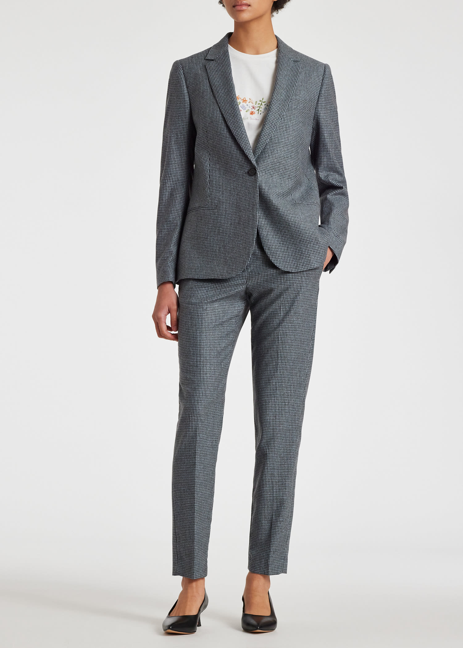 Women s Blue Wool Blend Micro Check Suit