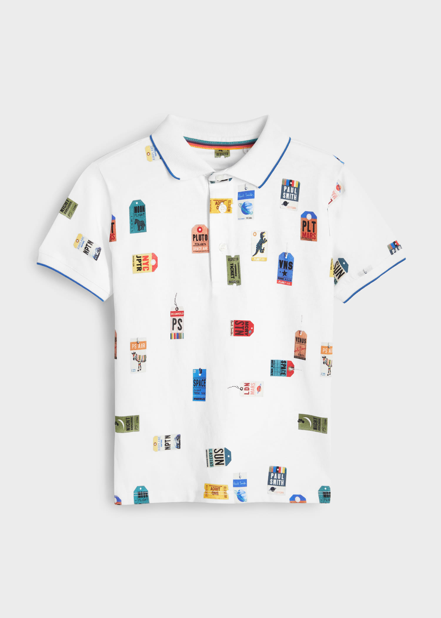 2-13 'Luggage Tag' Print Polo Shirt