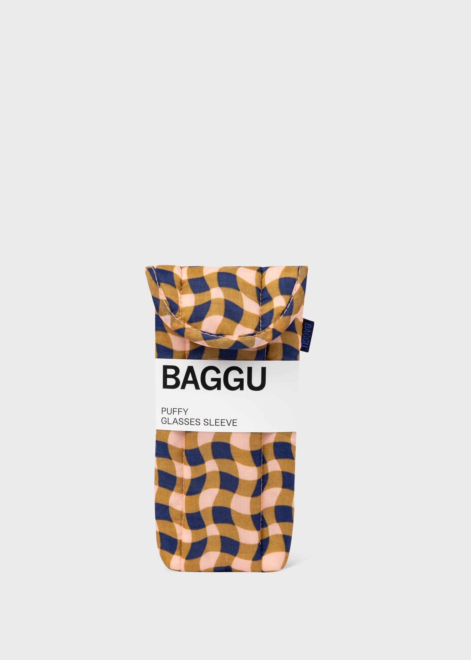 BAGGU Peach Wavy Gingham Puffy Glasses Sleeve