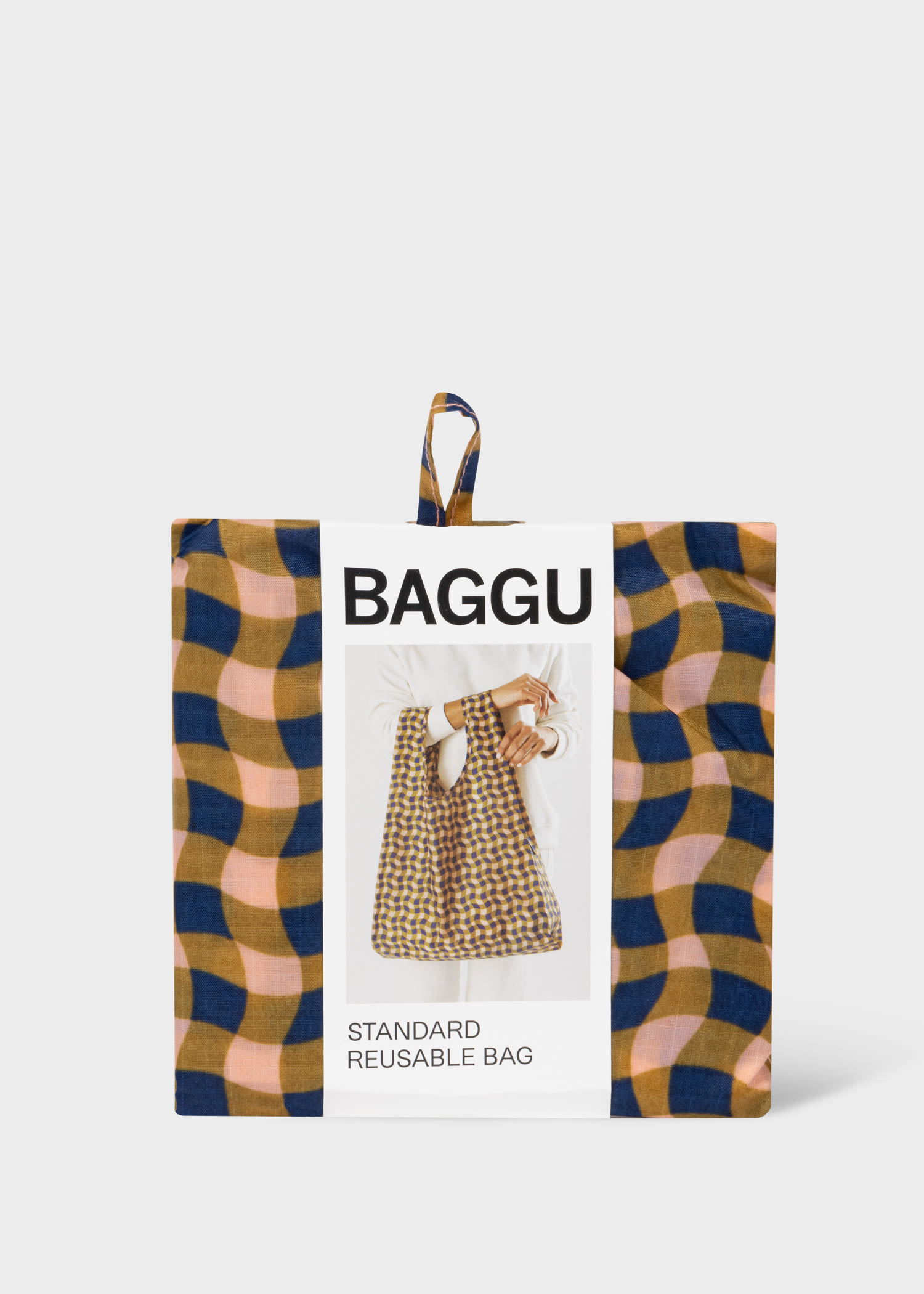 BAGGU Peach Wavy Gingham Standard Reusable Bag