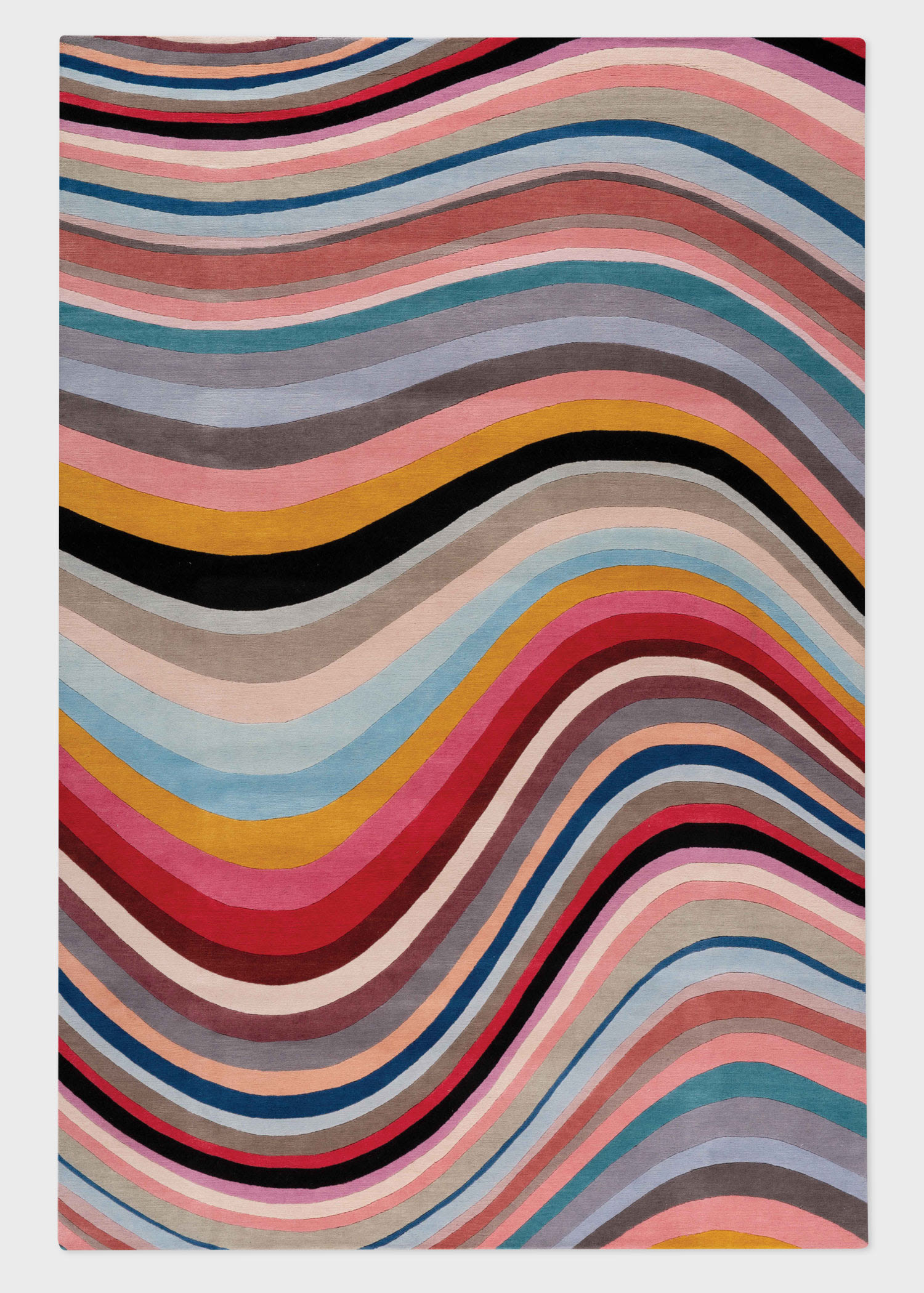 Unusual Multi-Color Industrial Rug Polyester Swirl Striped Pattern