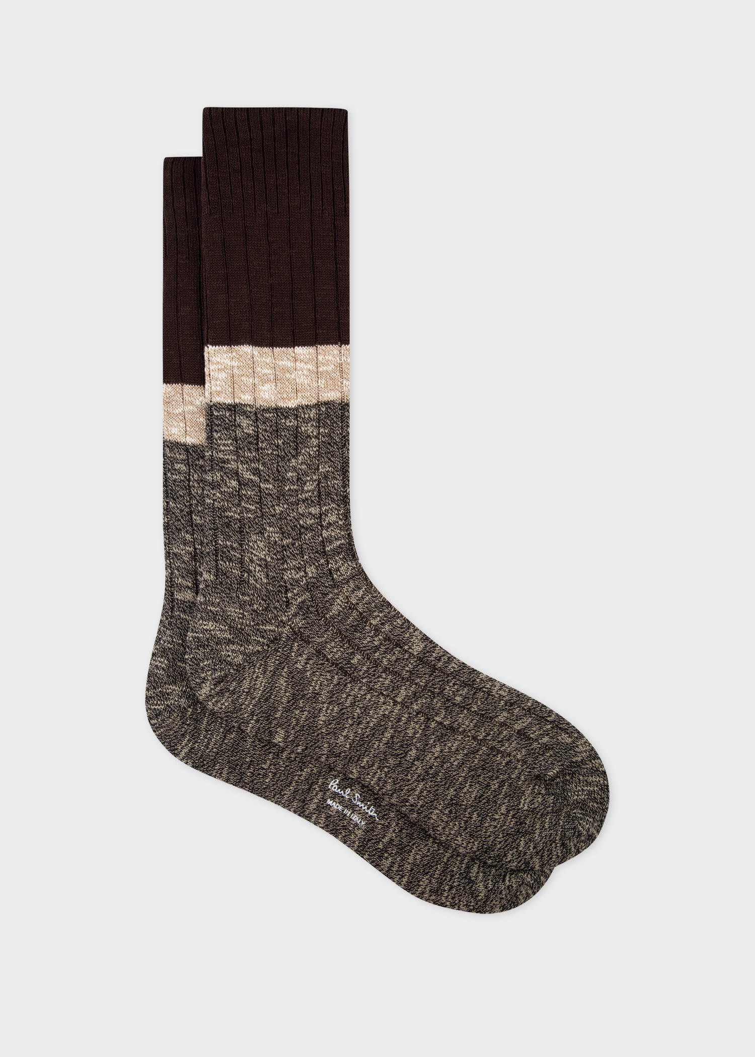 Men's Dark Green Marl Block Stripe Socks