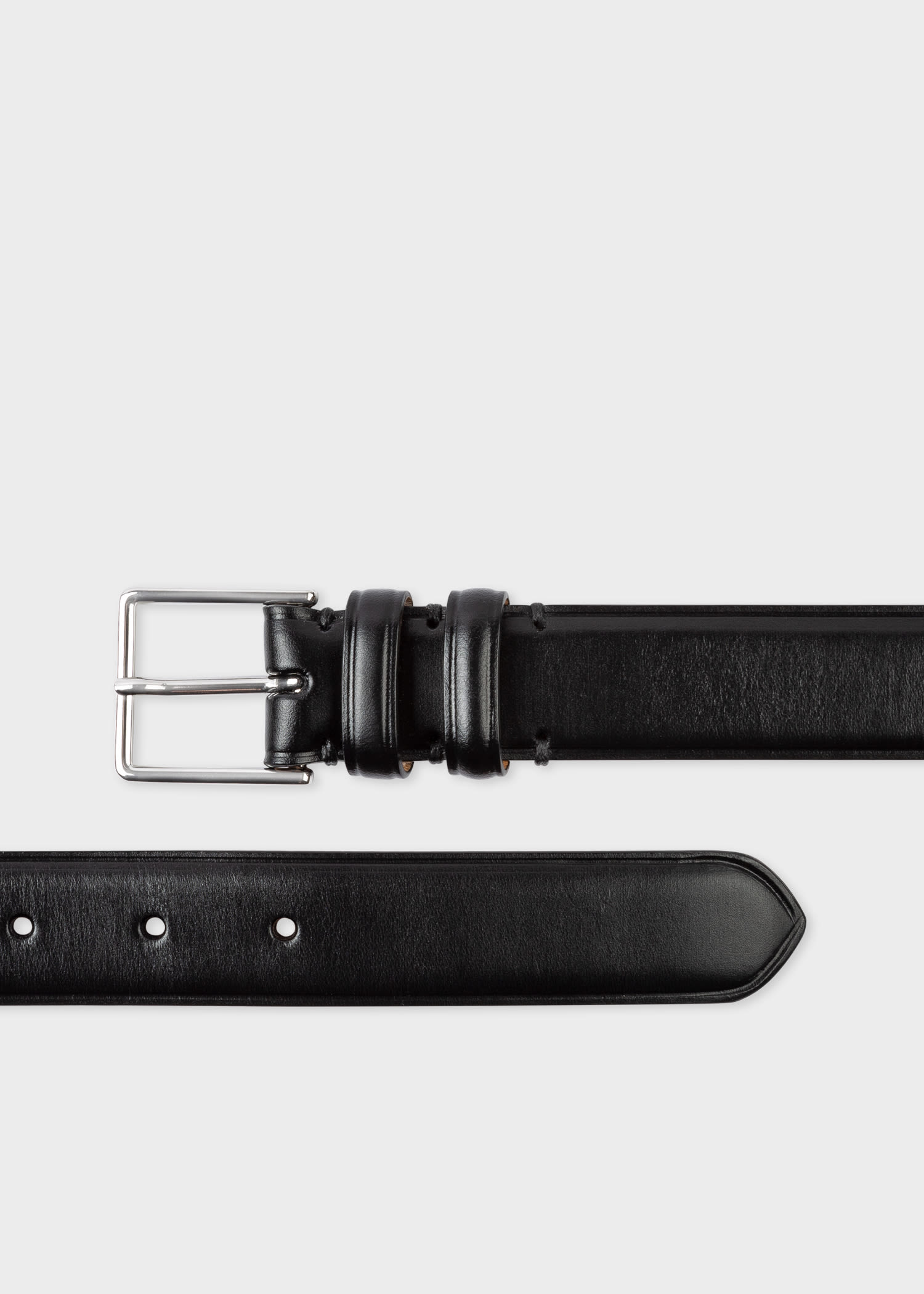 Men\'s Black Leather Double Keeper Classic Suit Belt