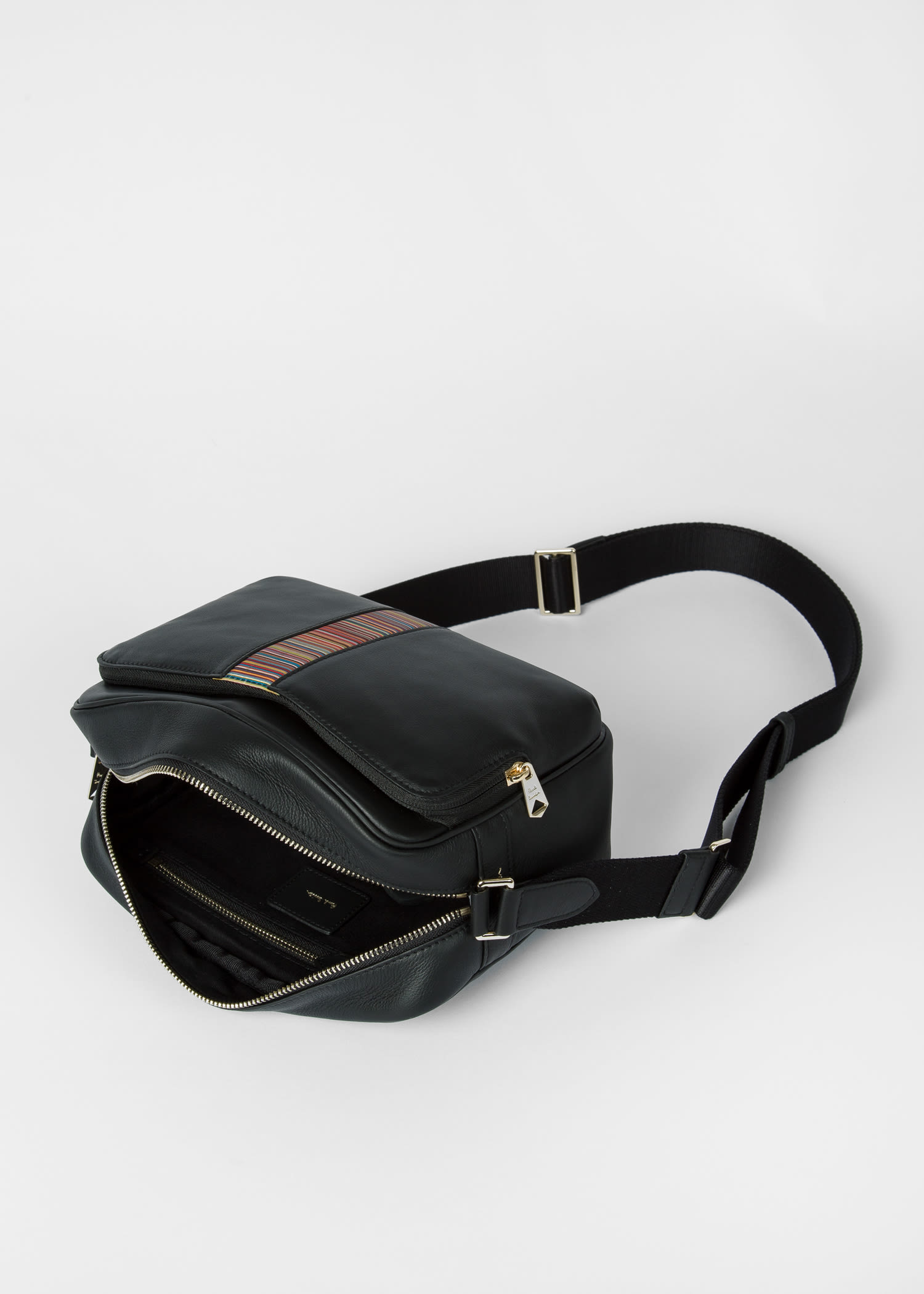 black leather cross body strap