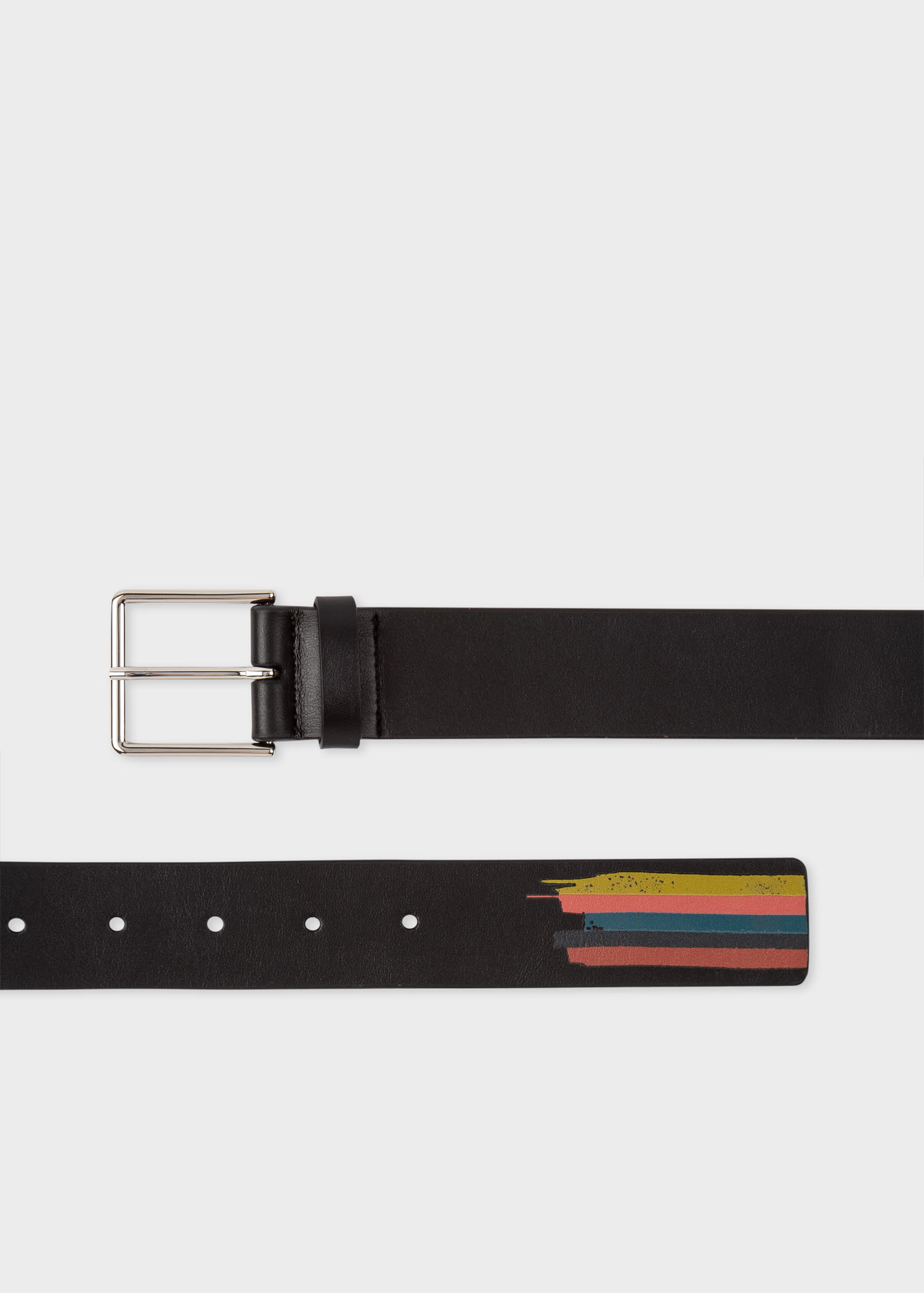royalty Overname Bedienen Men's Black Leather 'Painted Stripe' Belt