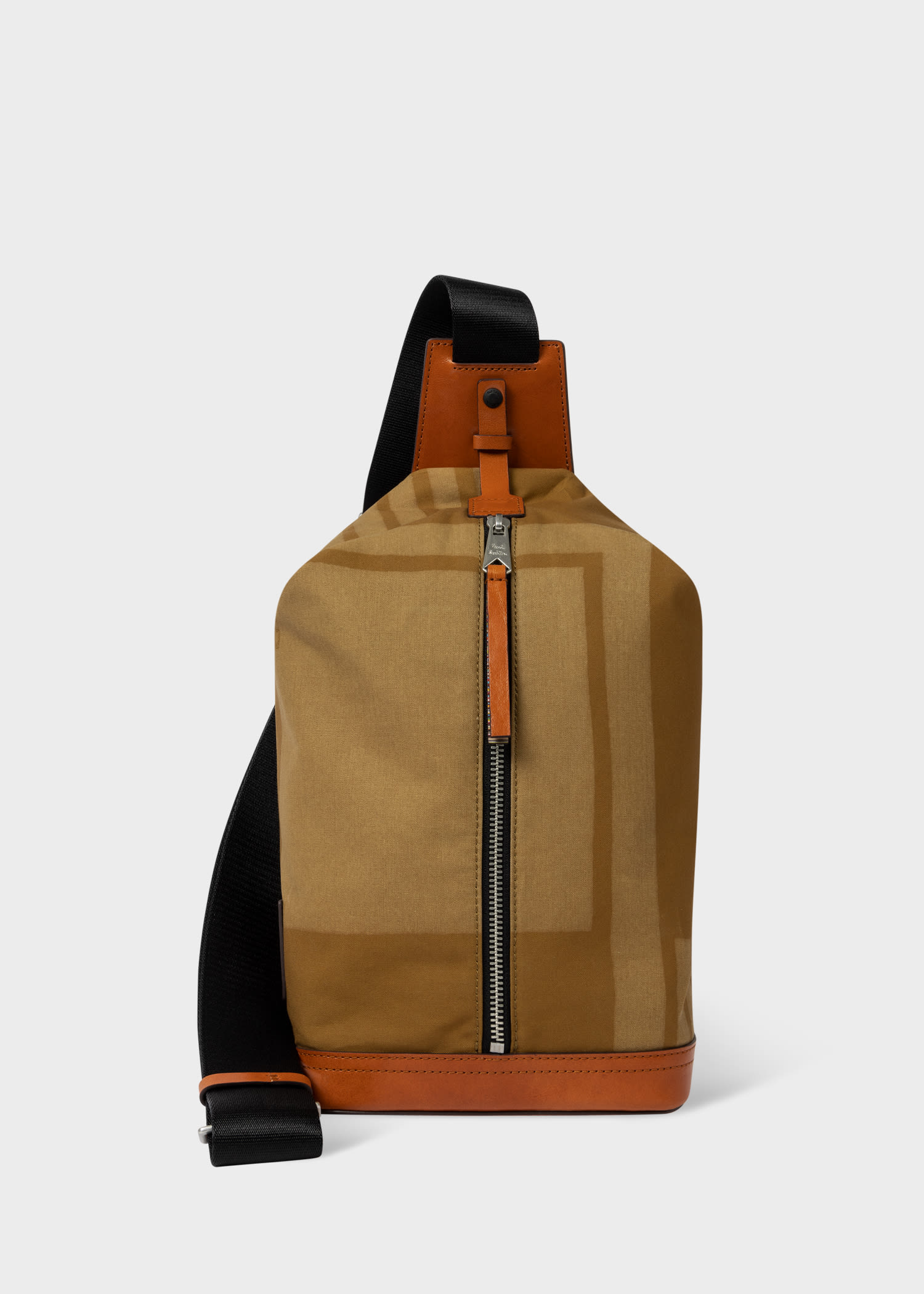 Brown Canvas Cross-Body Bag