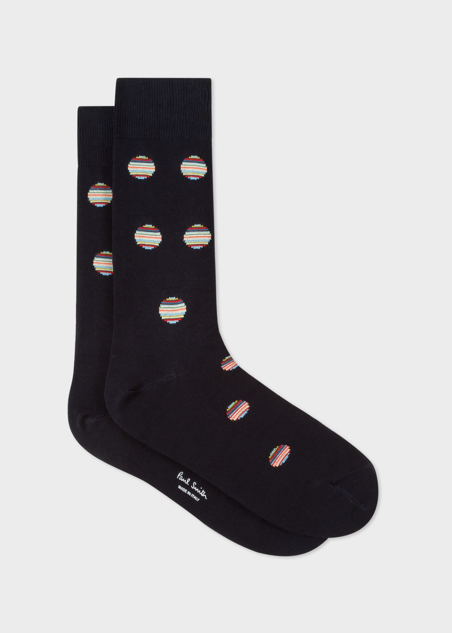 Men's Black Polka Dot Stripe Socks