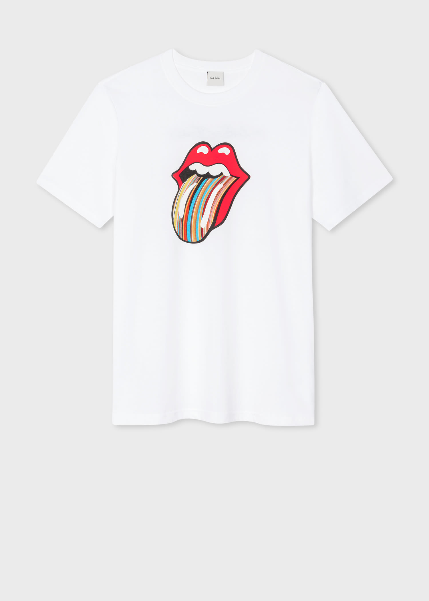 White 'Signature Stripe' Tongue Logo T-Shirt
