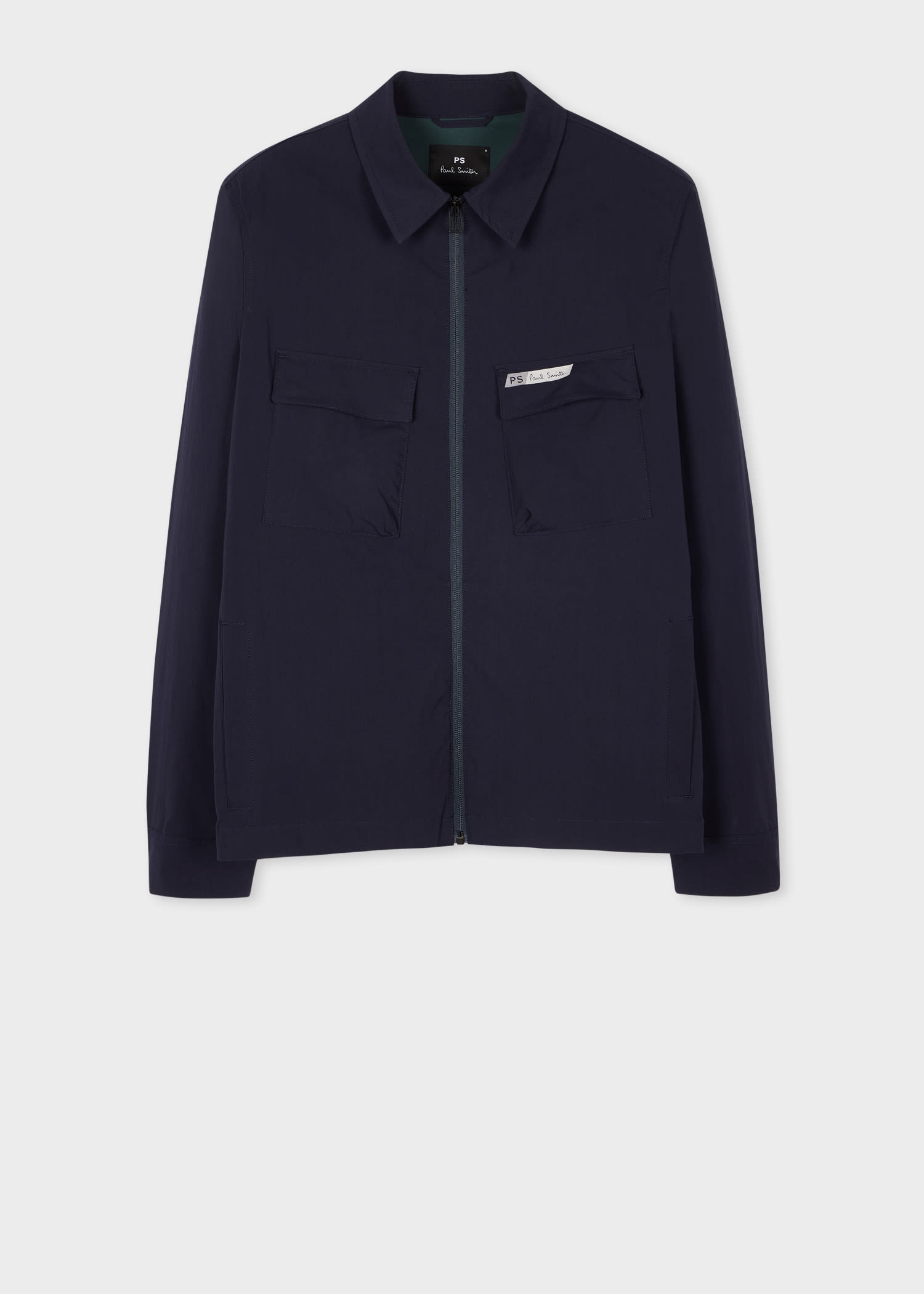 Navy Cotton Nylon Zip Overshirt