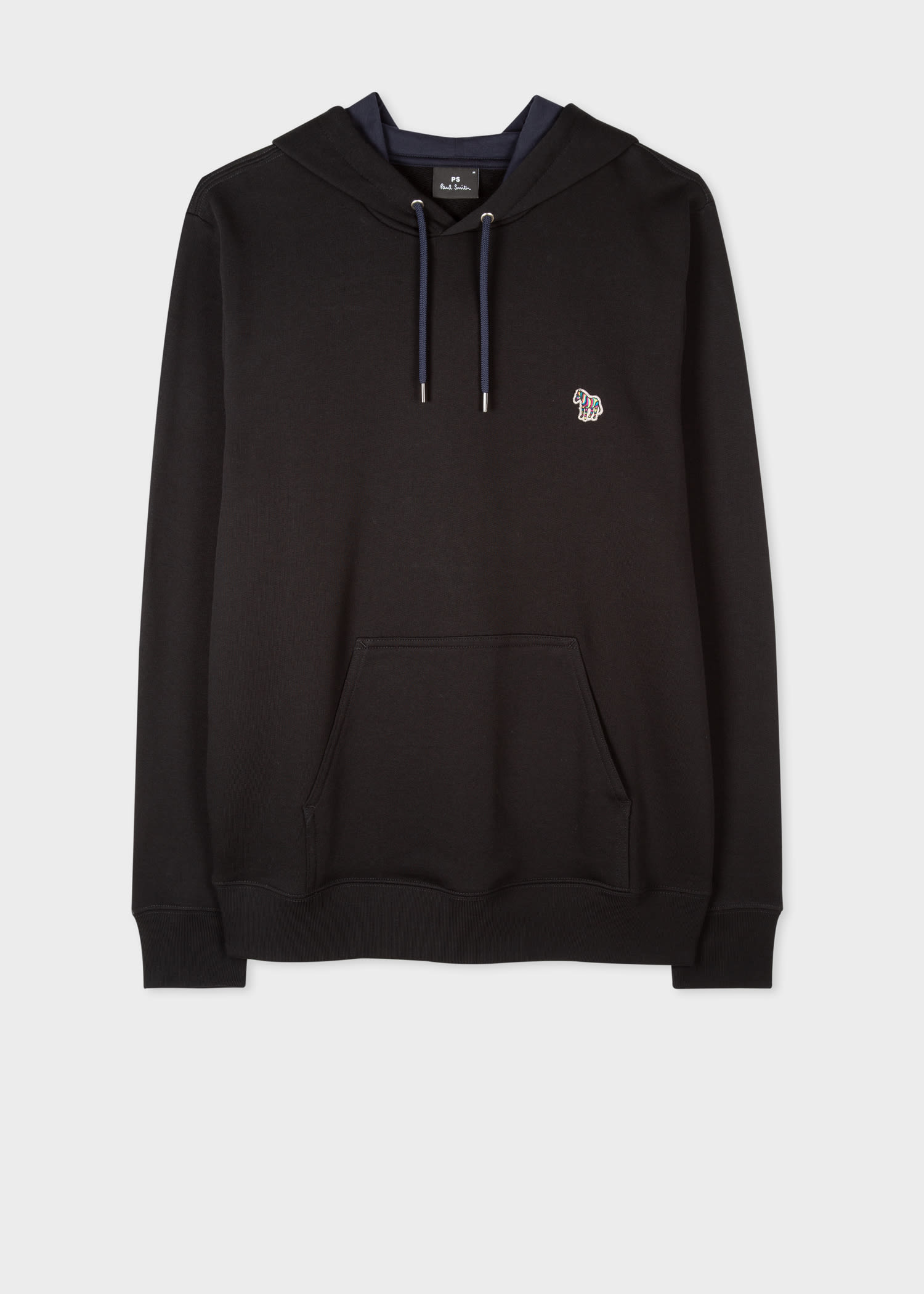 Black Cotton Zebra Logo Hoodie