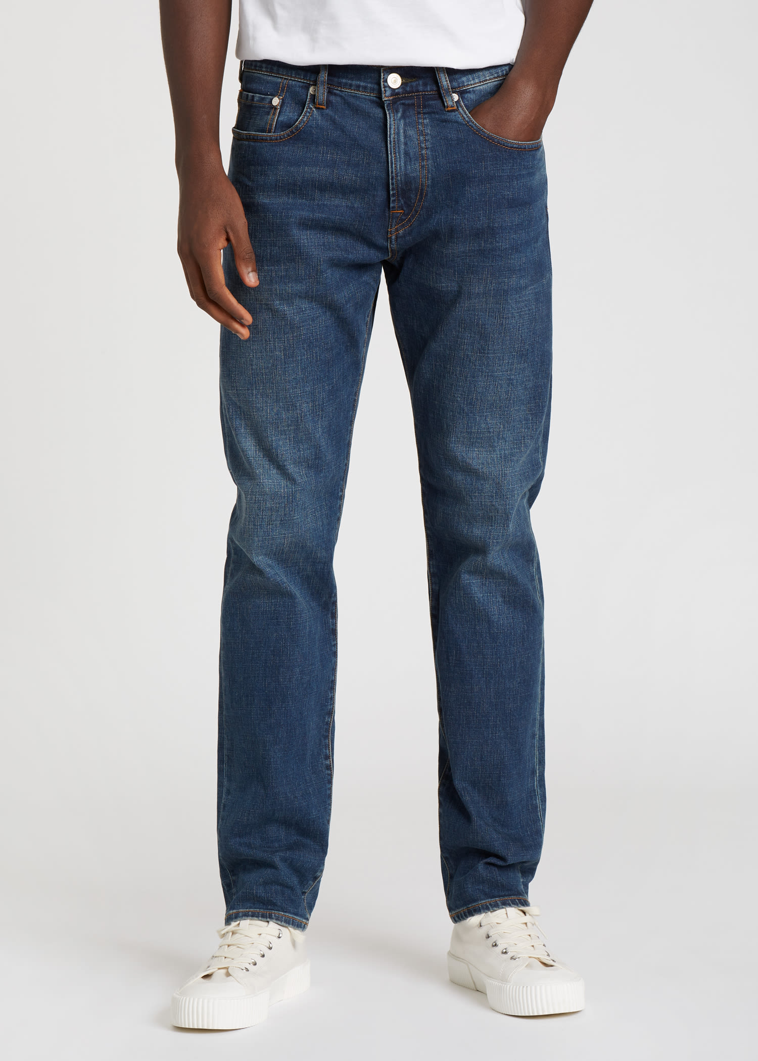 Men's Tapered-Fit 'Crosshatch' Blue-Rinse Jeans