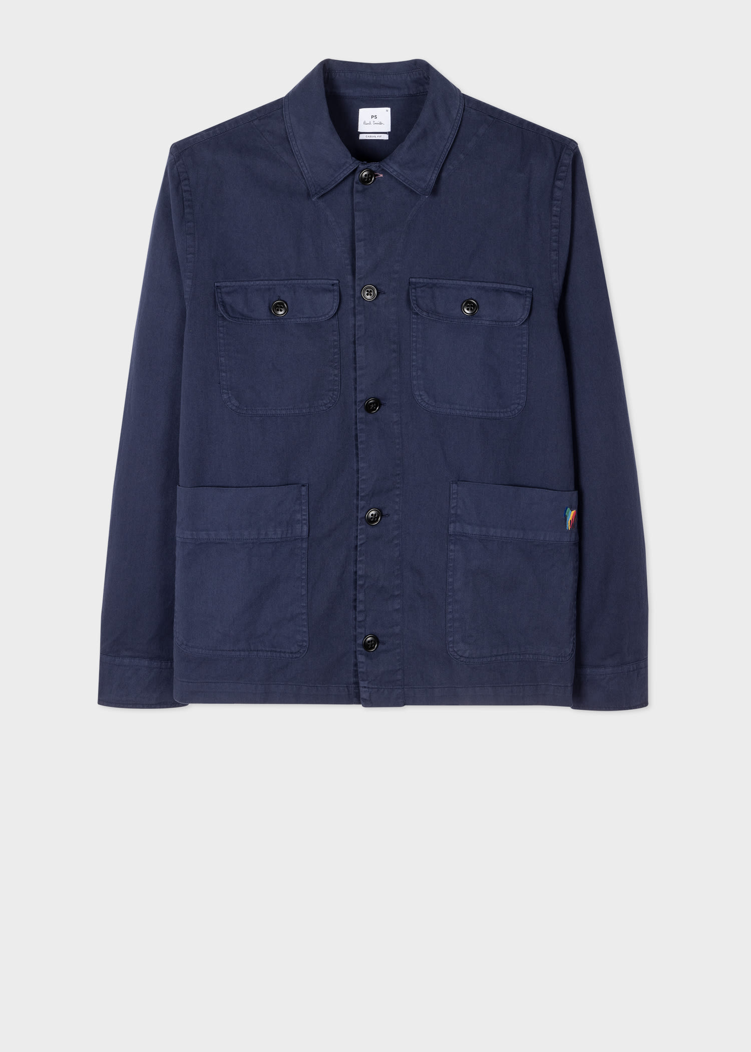 Navy Organic Cotton Broad Stripe Zebra Work Jacket