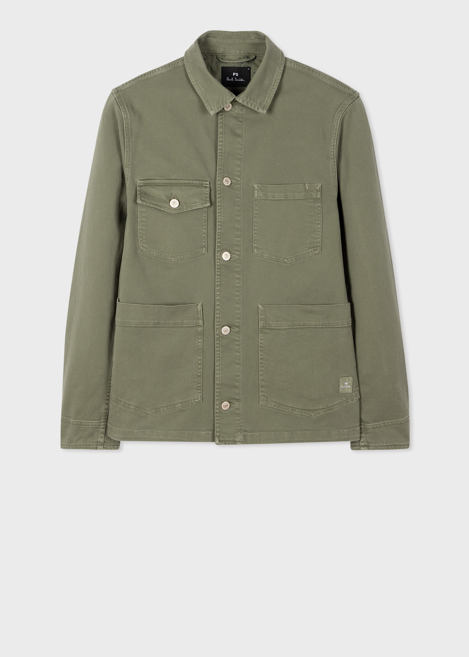 Khaki Green Stretch Cotton Chore Jacket