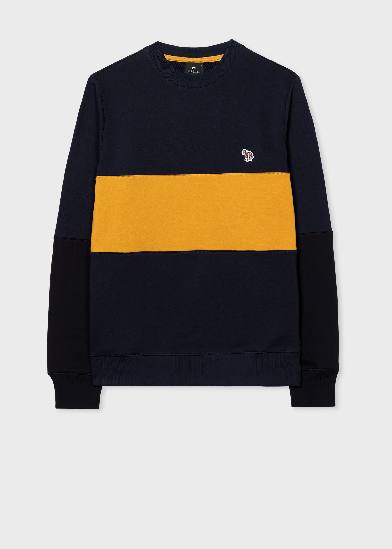 Navy Blue Colour Block Polo Sweatshirt