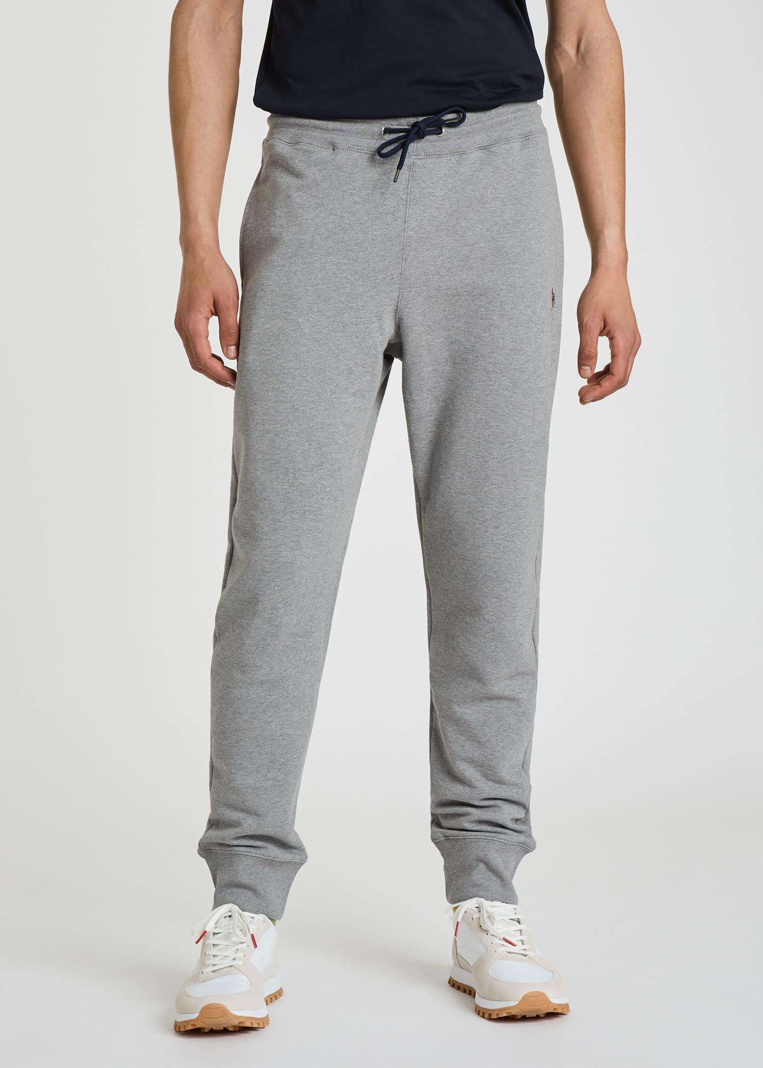 Tapered-Fit Grey Zebra Logo Cotton Sweatpants