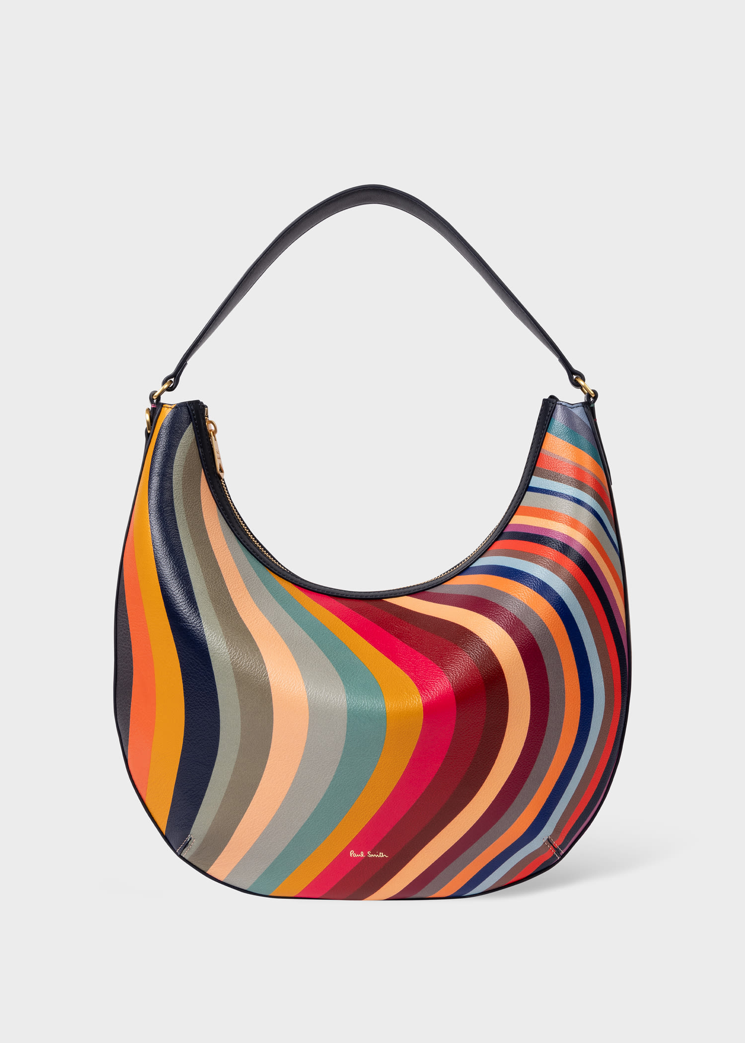 Swirl' Leather Round Hobo Bag