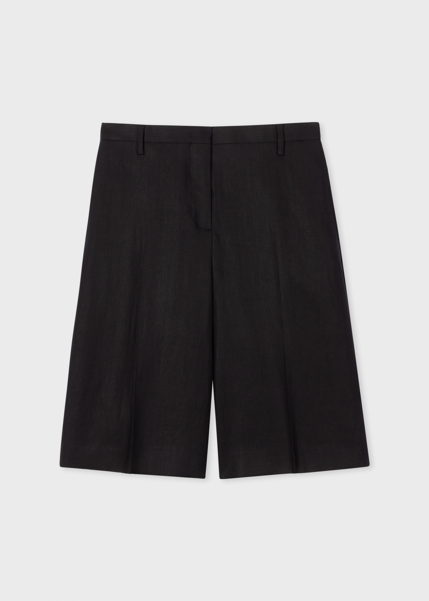Women s Black Linen Tailored Shorts