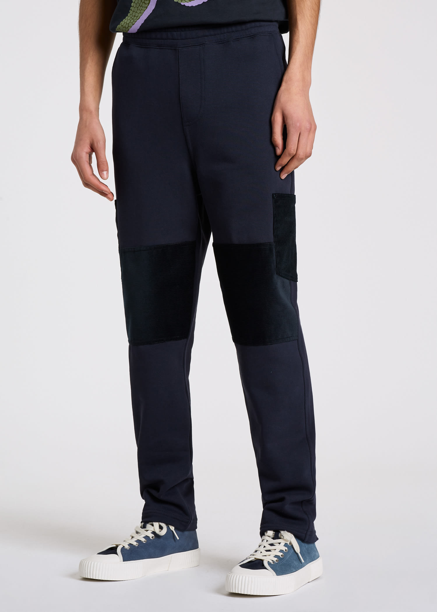 Men's Navy Contrast-Panel Sweatpants