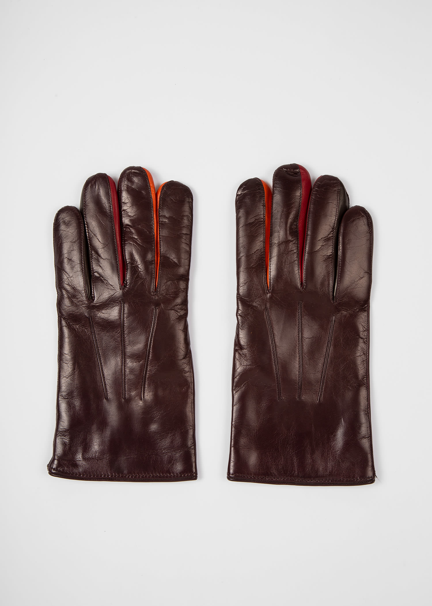 폴 스미스 장갑 Paul Smith Mens Chocolate Brown Lamb Leather Concertina Gloves With Navy Piping