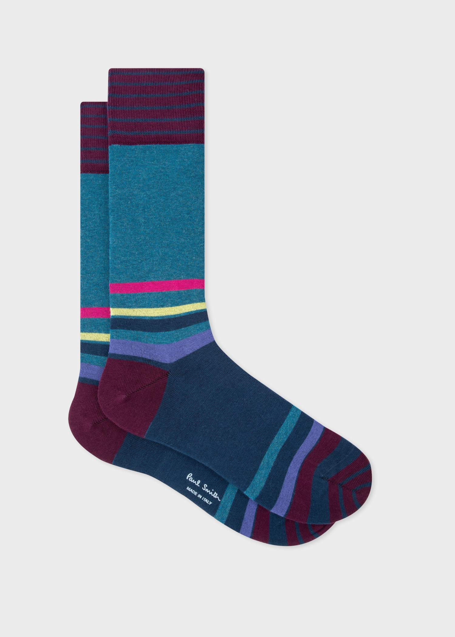 Men S Turquoise Colour Block Marl Socks Paul Smith Asia
