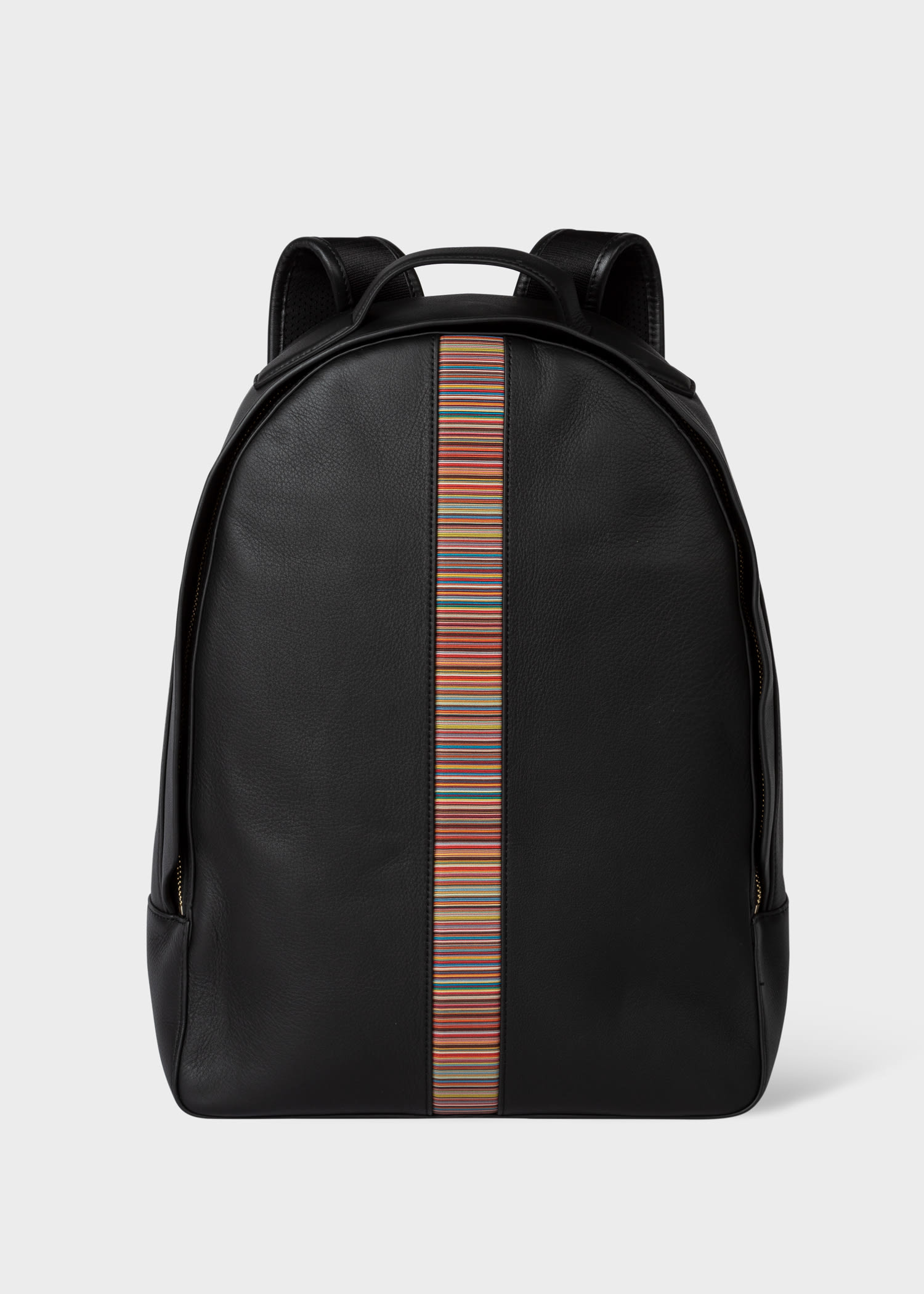 폴 스미스 백팩 Paul Smith Mens Black Leather Signature Stripe Backpack