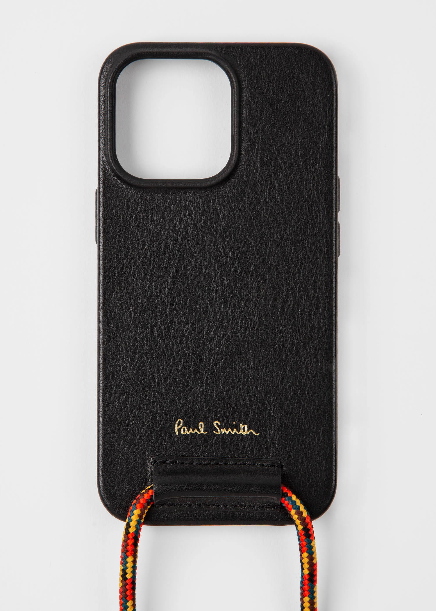 Paul Smith X Native Union - Black Leather iPhone 13 Pro Case With Rope  Lanyard