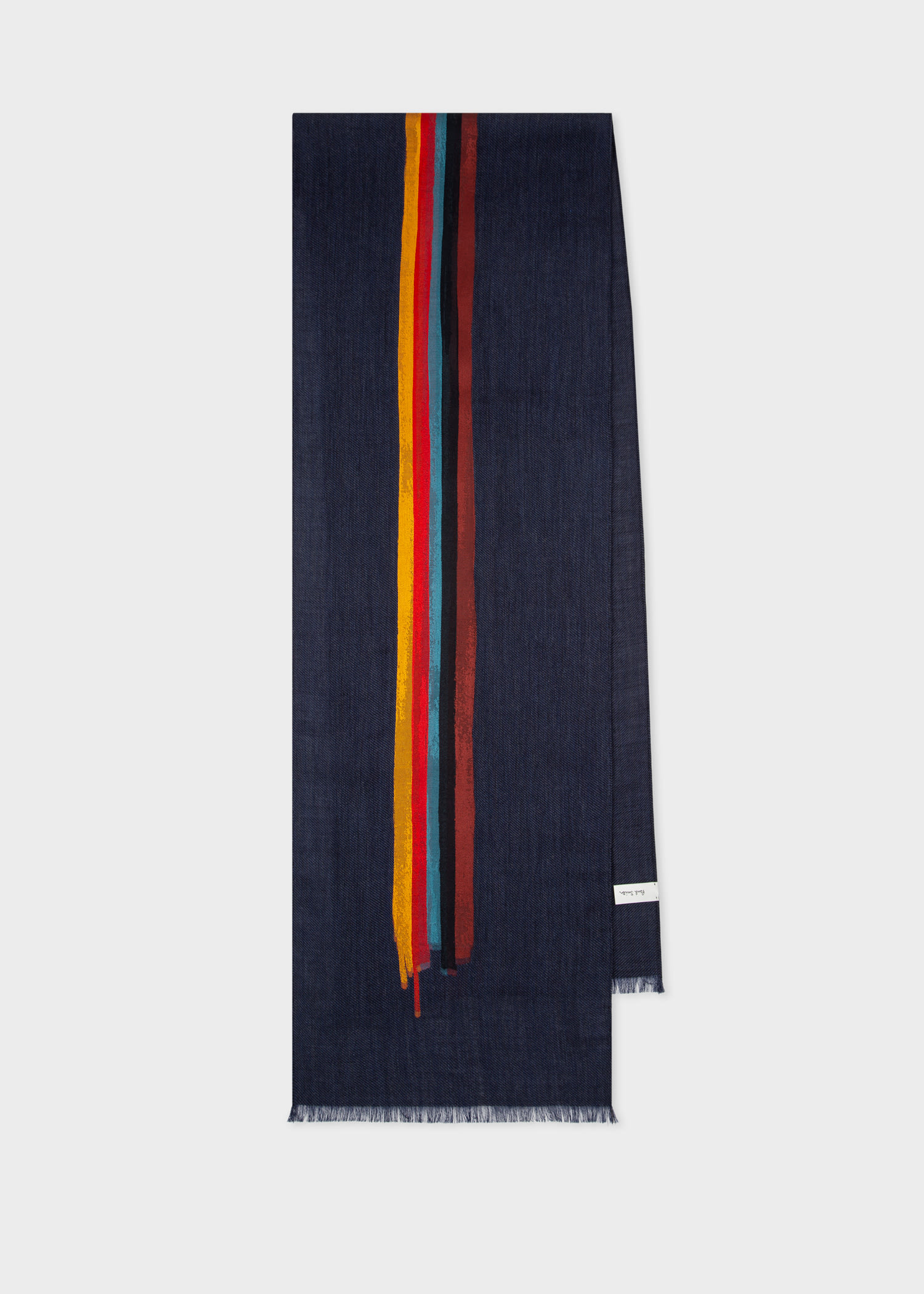 폴 스미스 스카프 Paul Smith Navy Painted Stripe Wool-Silk Scarf