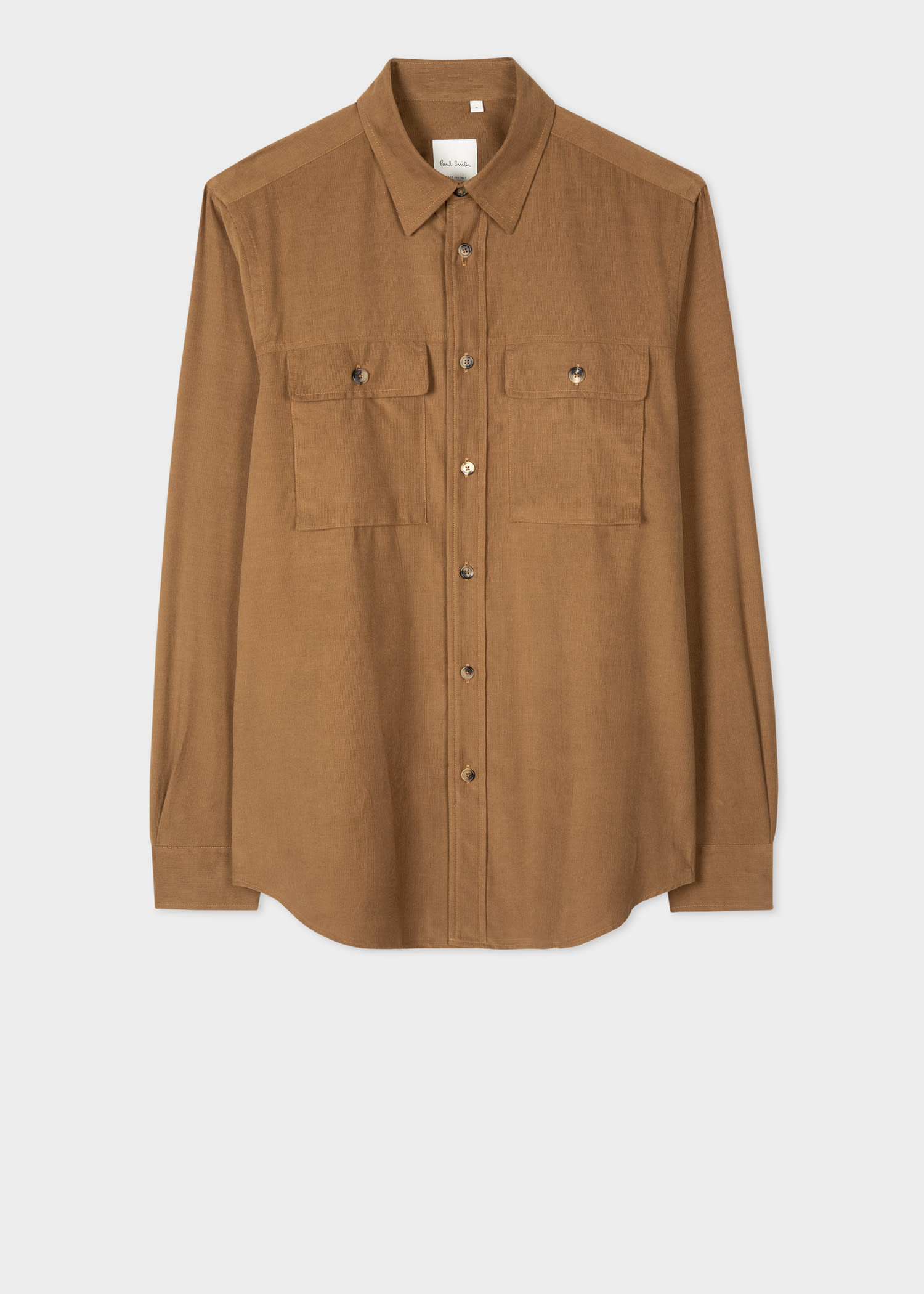 폴 스미스 셔츠 Paul Smith Mens Tailored-Fit Tan Cotton Corduroy Shirt