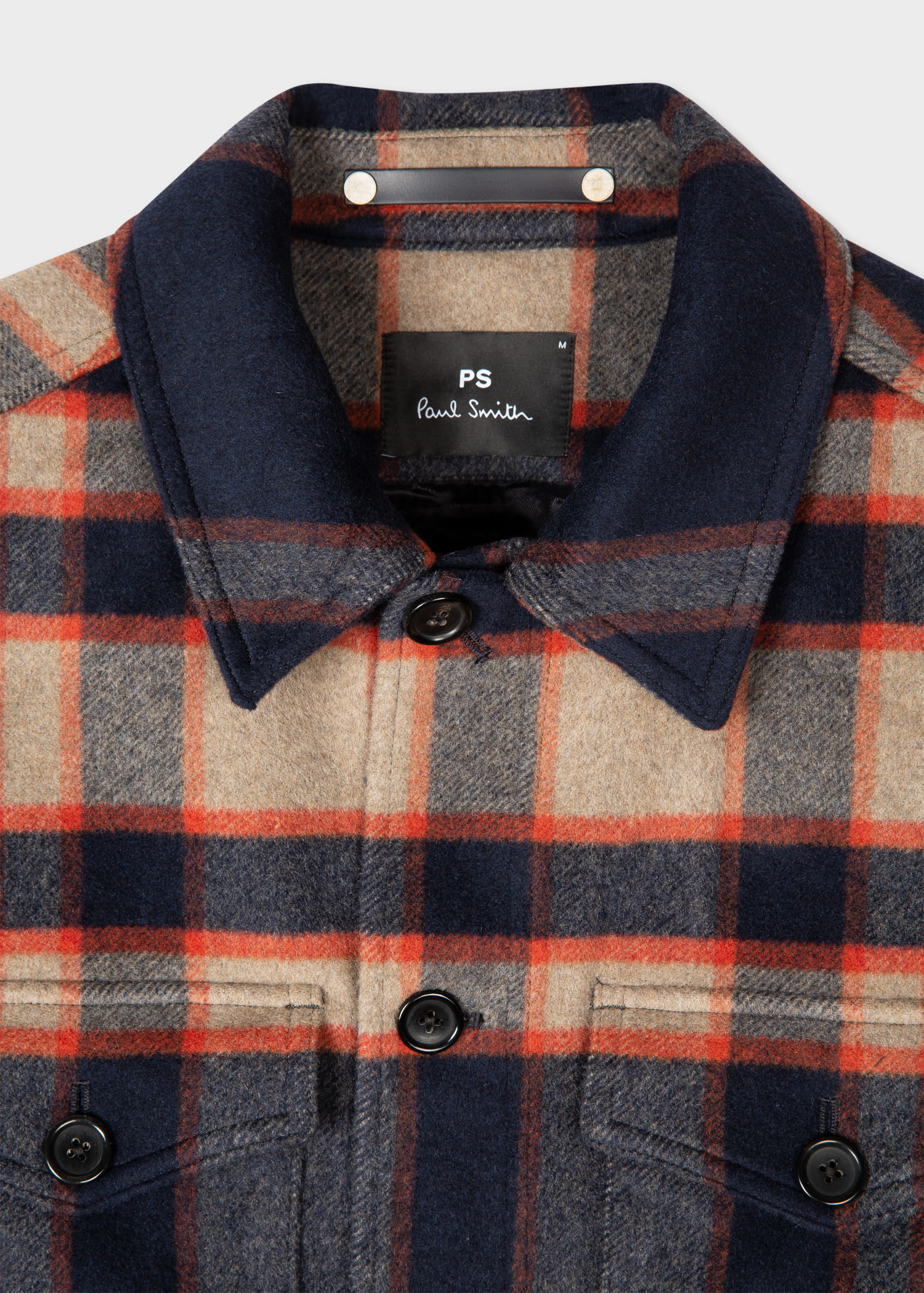 Men S Navy Wool Blend Check Overshirt Paul Smith Asia
