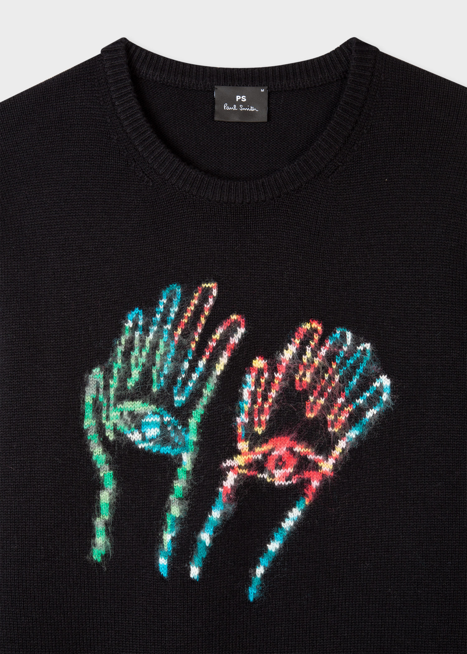 Men's Black Merino-Cotton 'Space-Dye Hands' Sweater