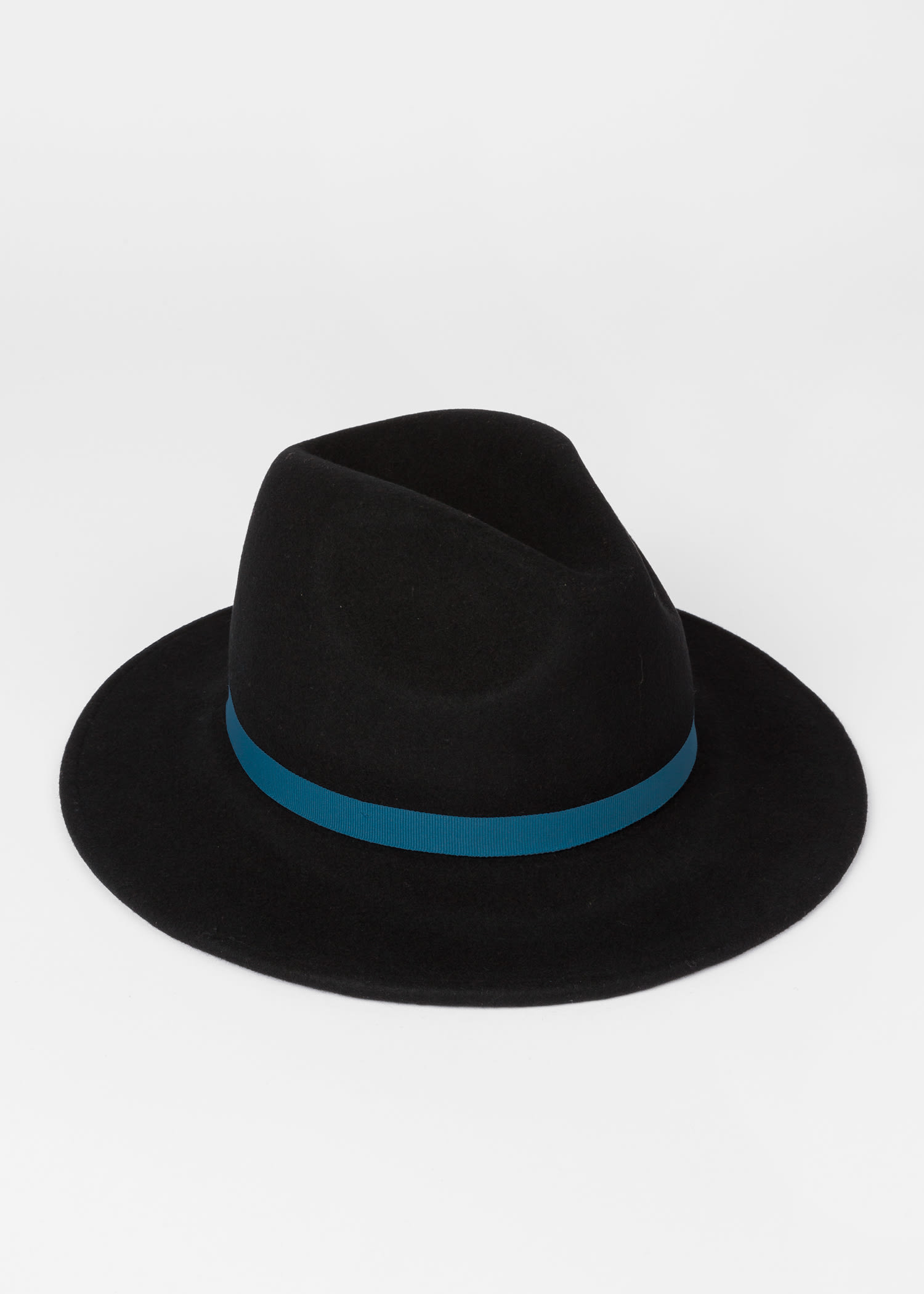 Women's Black Wool Felt Fedora Hat With