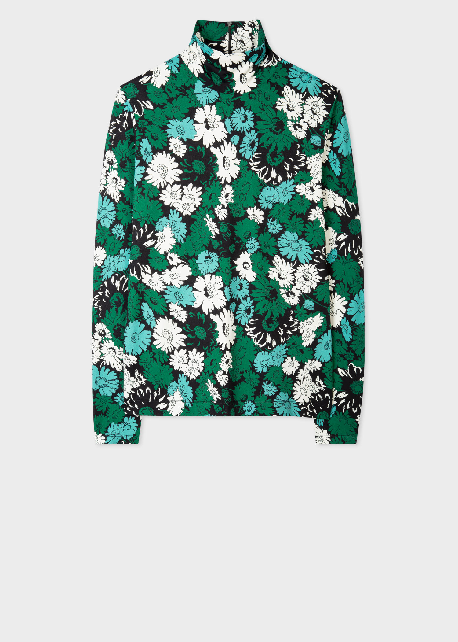 Women S Green Archive Floral Funnel Neck Top Paul Smith Asia