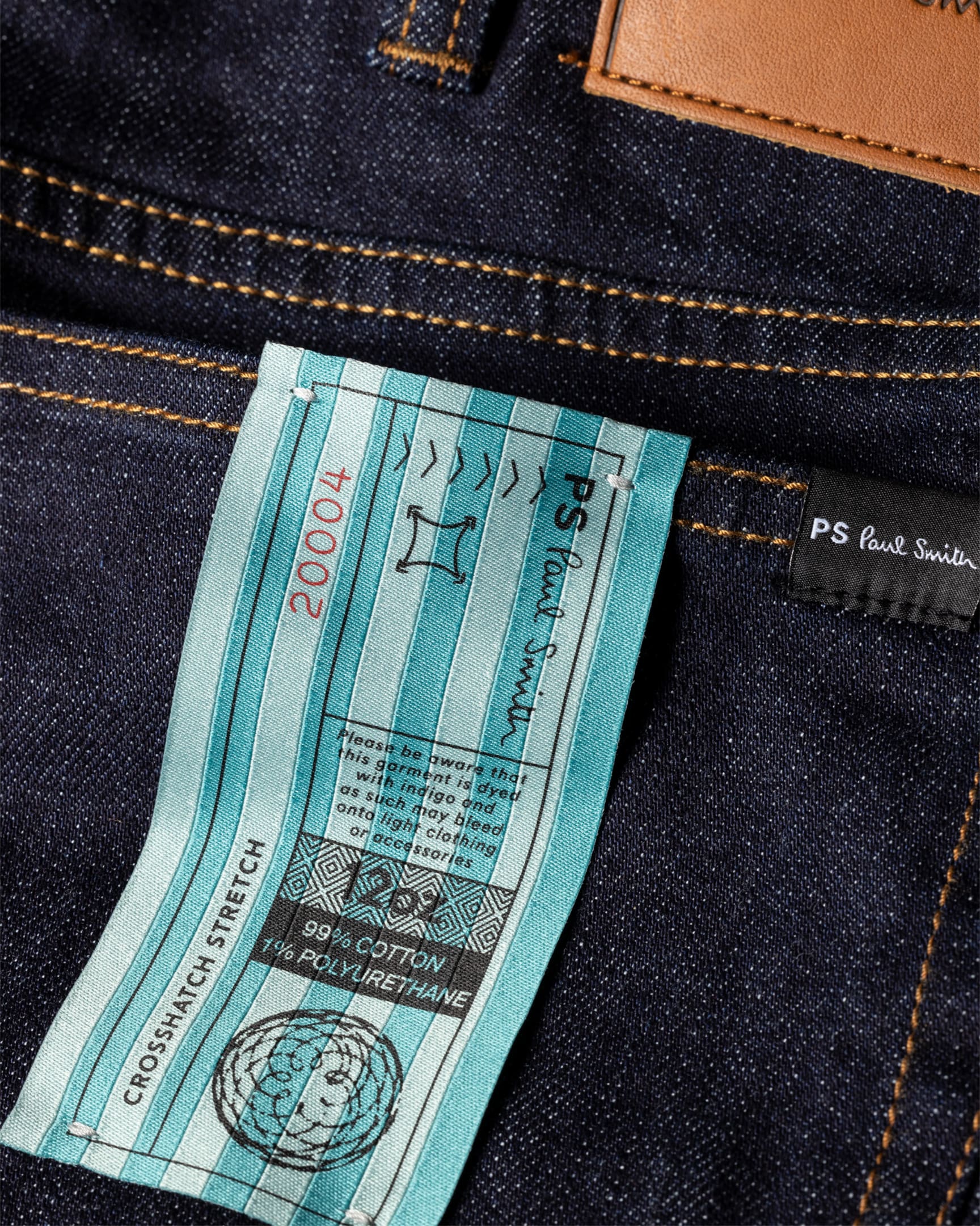 Slim Fit Indigo Rinse Crosshatch Stretch Jeans