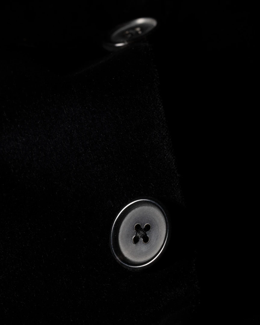 Men's Slim-Fit Black Velvet Two-Button Blazer