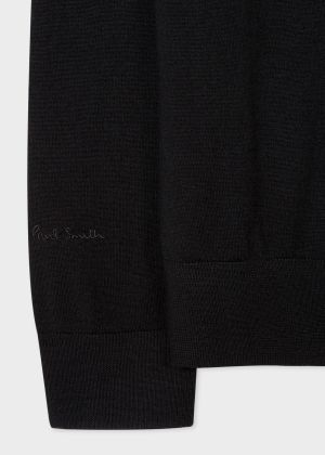 Paul Smith Black Merino Roll-Neck Sweater With 'Signature Stripe' Trim