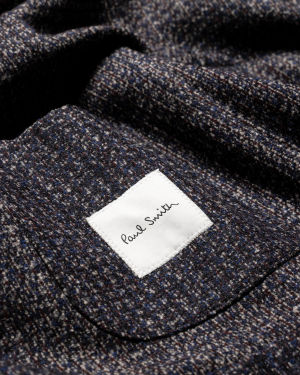 Men's Dark Navy Wool And Silk-Blend Tweed Blazer