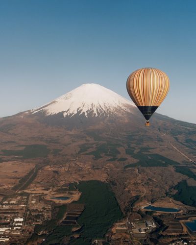 Our Signature Stripe Balloon Takes Flight Near Mount Fuji