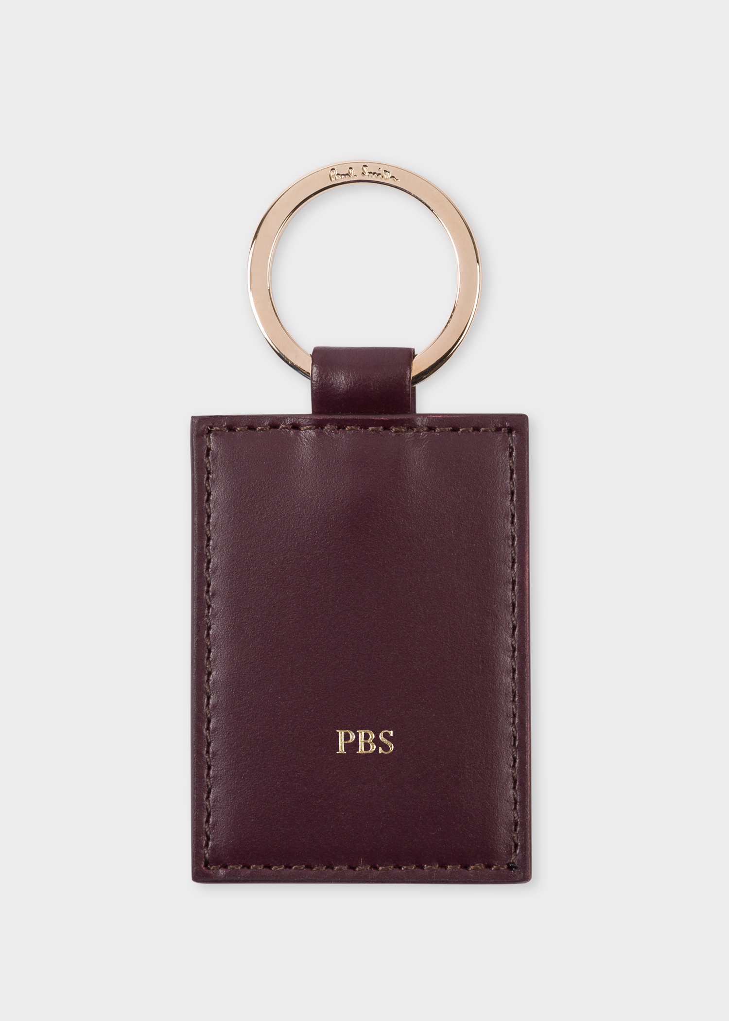 Damson Calf Leather Monogrammed Keyring by Paul Smith