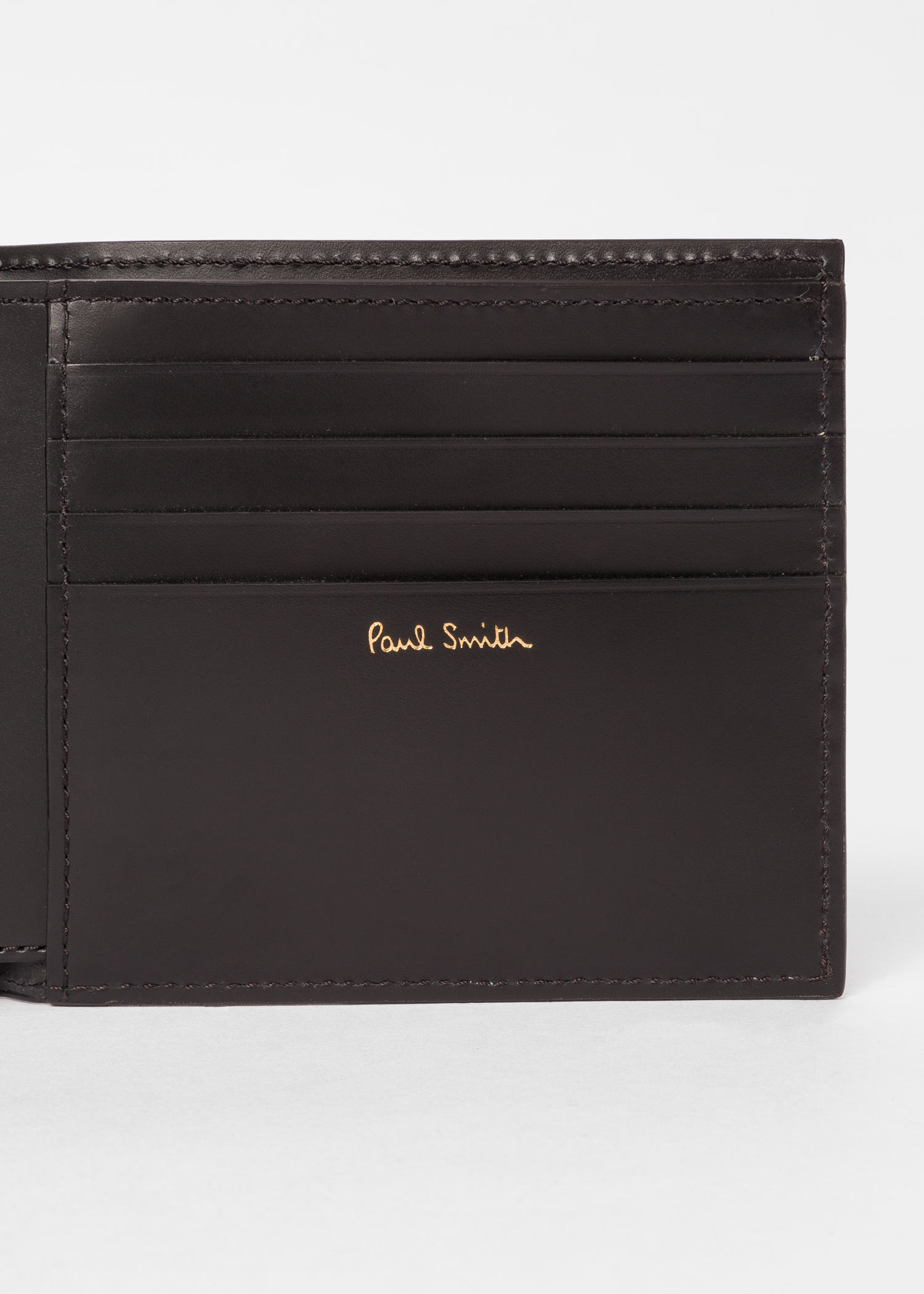 Men&#39;s Black Leather Monogrammed Billfold Wallet - Paul Smith