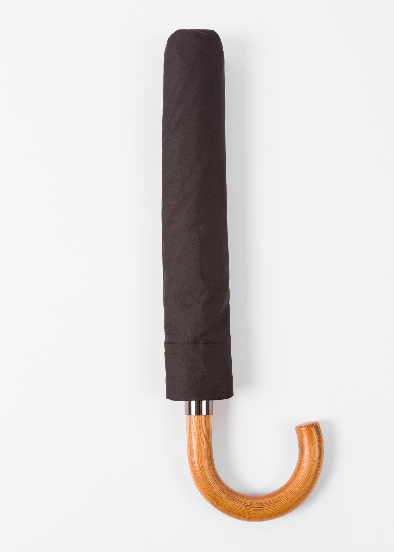 Parapluie Paul Smith Pliant Noir Avec Bordure 'Signature Stripe' Et Pommeau En Bois Paul Smith