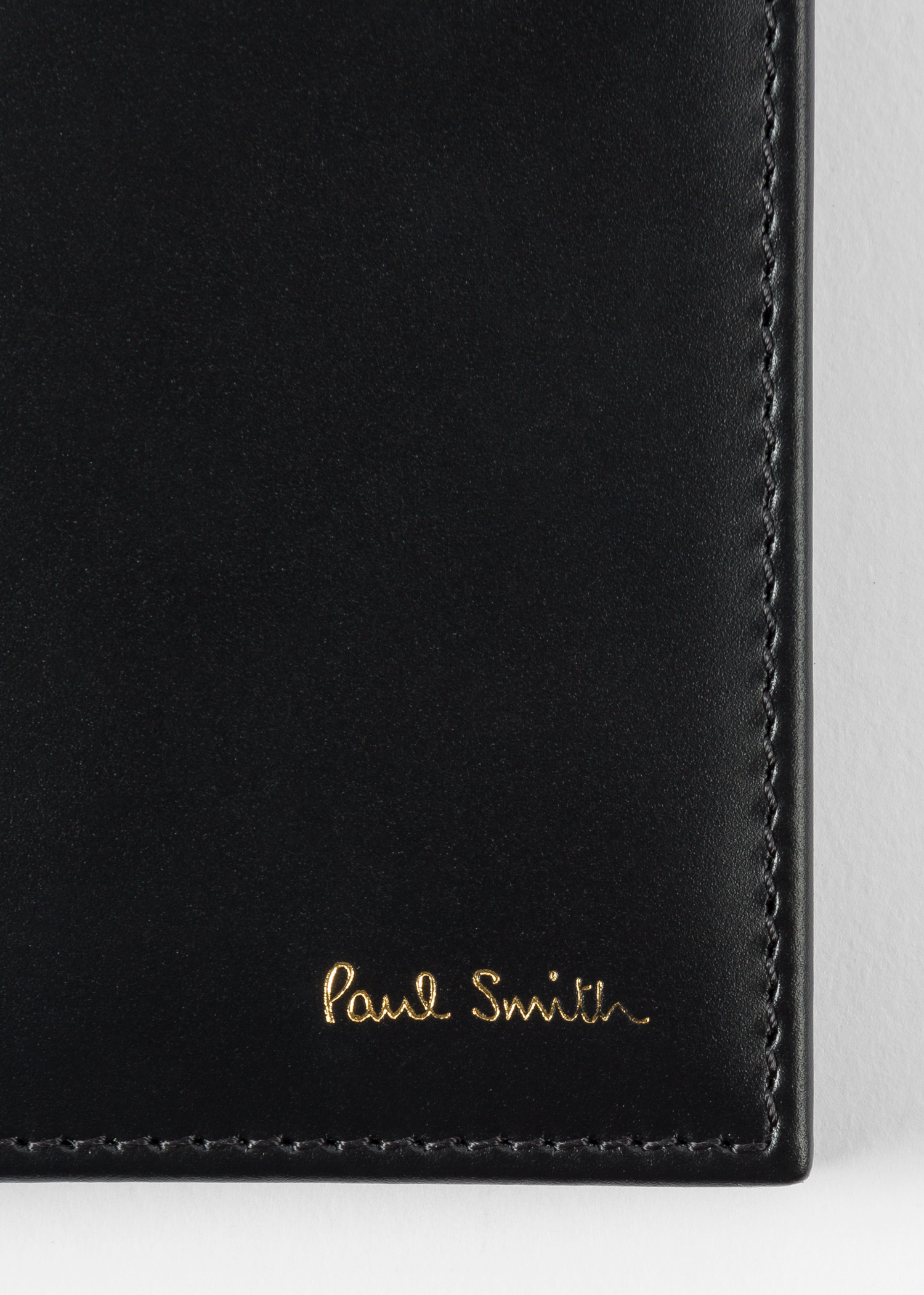 Men&#39;s Black Signature Stripe Interior Calf Leather Credit Card Wallet - Paul Smith US
