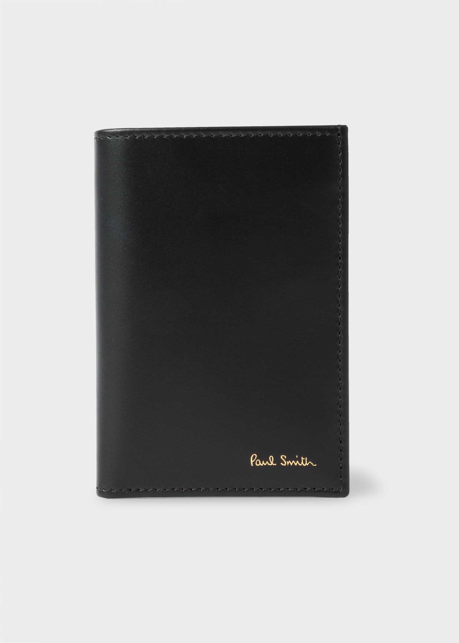 Men&#39;s Black Signature Stripe Interior Calf Leather Credit Card Wallet - Paul Smith US