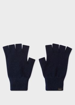 폴 스미스 장갑 Paul Smith Mens Navy Cashmere And Merino Wool Fingerless Gloves
